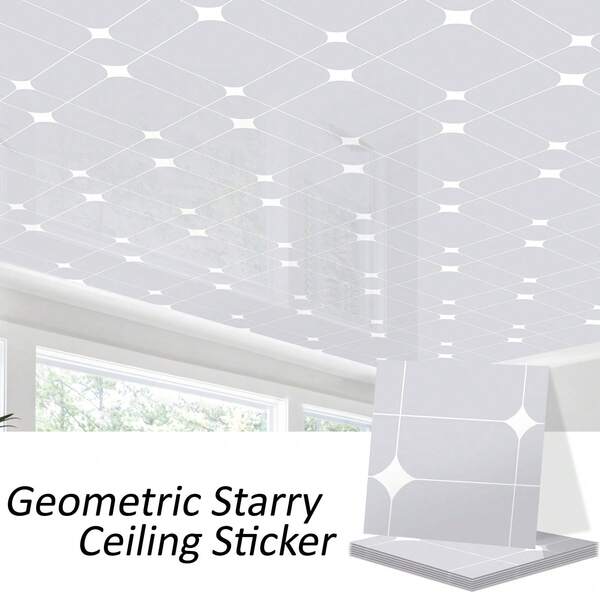 10/50 قطعة من بلاط السقف اللاصق ذاتيًا بسمك 0.5 مم، ملصقات بلاط نجمي رمادي، بنمط هندسي (مستطيل وماسي)، ملصقات جدار قابلة للإزالة ومقاومة للماء، يُلصق ويُنزع، 30 * 30 سم / 11.8 * 11.8 بوصة، ديكور جداري حداثوي بسيط، سهل التركيب، مثالي لديكور المطبخ والغرفة المعيشية والنوم والحمام والمكتب، ديكور منزلي أنيق DIY