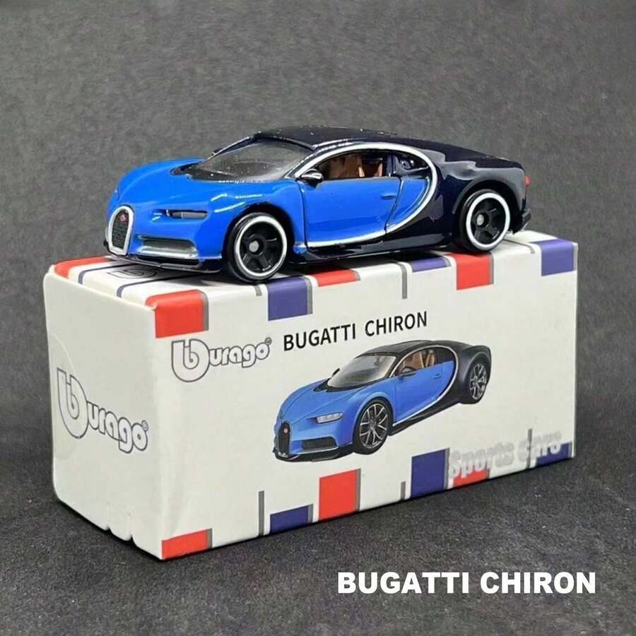 Burago Official Authorized Genuine 1/64 Scale Alloy Car Model, Mercedes-Benz, Ford, Cadillac, Porsche, Chevrolet, Realistic Die-Cast Metal Car Model, Decorative Mini Vehicle Collectible - Bugatti Chiron-blue - View 1