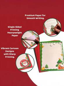 15 قطعة مجموعة، 3 أظرف + 6 أوراق رسائل + 6 ملصقات ختم، خياطة، ورق، مجموعة أظرف وأوراق رسائل عيد الميلاد، مناسبة لديكور عيد الميلاد، تحية مكتوبة باليد، هدايا عيد الميلاد، ديكور عيد الميلاد