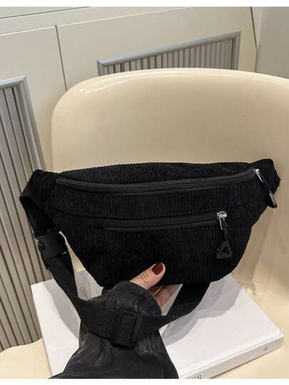 尼龙大容量胸包/腰包，男女通用，适合日常、运动、跑步、旅行、休闲使用