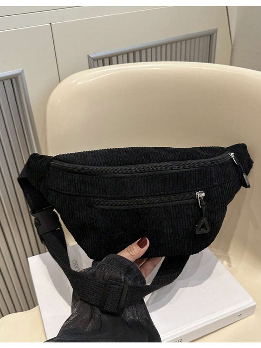 尼龙大容量胸包/腰包，男女通用，适合日常、运动、跑步、旅行、休闲使用