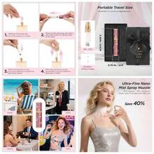 Travel Perfume Bottle Refillable, Perfume Atomizer Leak - Proof Portable 5ML Empty Atomizer Sprayer Bottle Traveling And Outgoing Pink - Leather Style, 5ML - 紅色+5ML - 查看 1