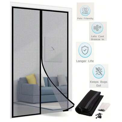 1件重型磁性纱门 - 防止蚊虫进入，享受新鲜空气 - 自密封，免提式网状隔断 - 宠物和儿童安全的理想选择。