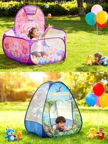 1 szt. rozkładany namiot do zabawy dla dzieci, domek do zabawy w domu i na zewnątrz z kreskówkowym wzorem, mata do raczkowania do basenu z piłeczkami, przenośny prezent dla dzieci, odpowiedni na Boże Narodzenie, Halloween, Święto Dziękczynienia, Wielkanoc, urodziny chłopców i dziewcząt