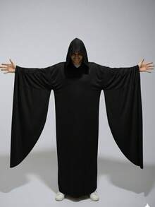HALLOWEEN Túnica con Capucha para Hombres Capa de Bruja Accesorio de Disfraz de Disfraz Cosplay Festividad Noviembre Dia de Muertos Disfraces Fiesta Nocturna - Negro - Ver 1