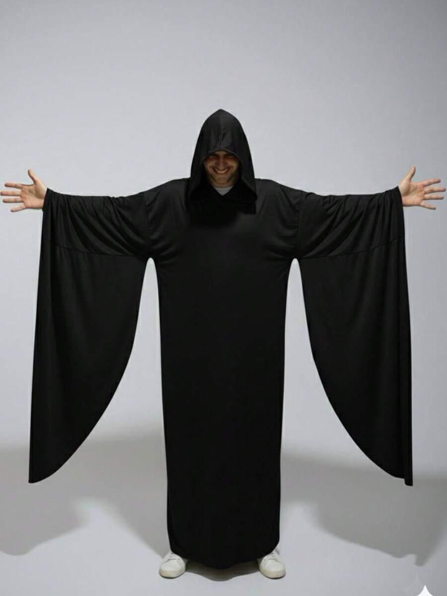 HALLOWEEN Túnica con Capucha para Hombres Capa de Bruja Accesorio de Disfraz de Disfraz Cosplay Festividad Noviembre Dia de Muertos Disfraces Fiesta Nocturna - Negro - Ver 1