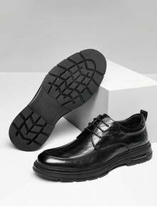 CAMEL CROWN Zapatos casuales para hombres, modelos de otoño e invierno, cómodos para ir y venir, con suela blanda y elevada, zapatos clásicos de negocios casuales - Negro - Ver 3