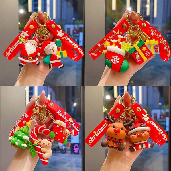 Santa Claus Keychain, Christmas Ornament, Reindeer Figurine For Bags And Keychains, Small Items Suitable For Christmas Decoration, Can Be Given As Christmas Gifts To Relatives And Friends