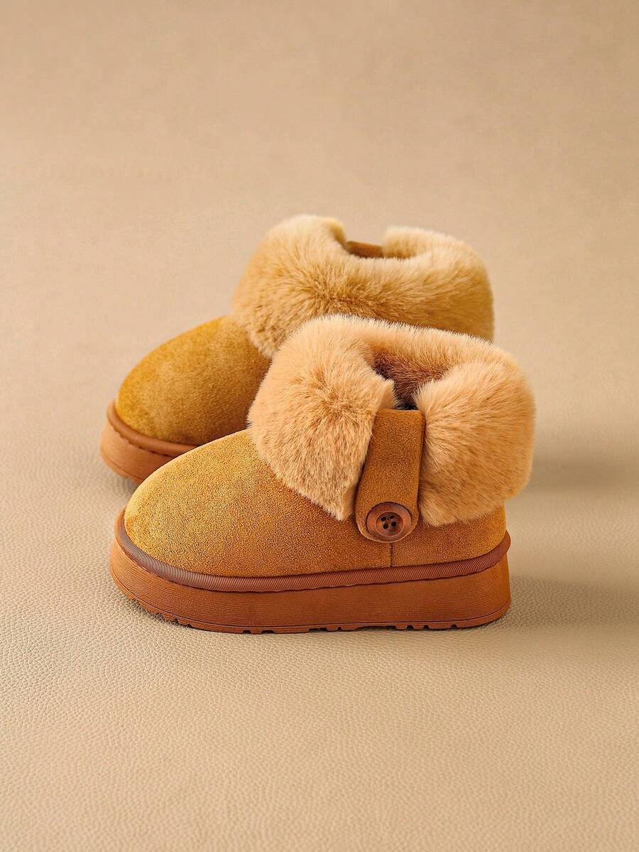 冬季儿童靴子 毛绒鞋 透气 男女童保暖加厚防滑软底雪地靴