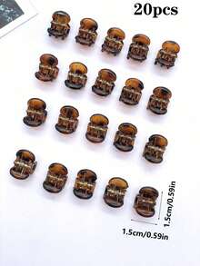 20 件迷你棕色发夹非常适合设计女性发型，非常适合装饰发髻和固定刘海，强力抓握多功能发夹休闲夏季发爪发夹发夹发夹秋冬爪夹发饰适合女士度假装扮女士 - 棕色 - 查看 8