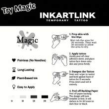 INKARTLINK "Born Free, Seize The Day" Calligraphy Temporary Tattoo, Niche Design Realistic Fake Tattoo, Waterproof Authentic Tattoo Appearance Juice Tattoo - Black - View 5