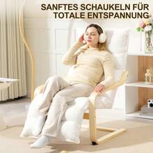 HOMCOM Lounge Chair With Adjustable Footrest, Sherpa Fleece Living Room Rocking Chair With Armrests, Relaxing Chair, Reading Chair, White - White - View 4