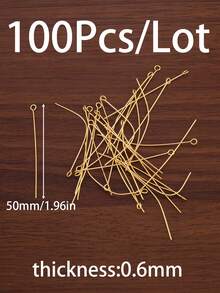 100Pcs/Lot 14K Gold Plated Stainless Steel Eye Head Pins Metal Eye Pins For Jewelry Making Findings DIY Handmade Make Bracelets Necklace Earrings Pendant Jewelry Pins Supplies - 9-shaped Needle - View 24
