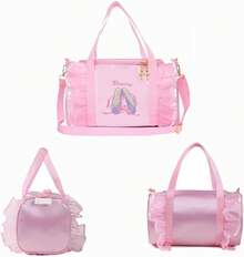 Bolsa de baile para niños, ligera, linda, bolsa de ballet para gimnasio, viajes, bolsa de viaje para niñas, bolsa de vestido de tutú, regalo para niñas de 3 a 6 años, Con color, Lindo - Vestido rosa con lentejuelas - Ver 4