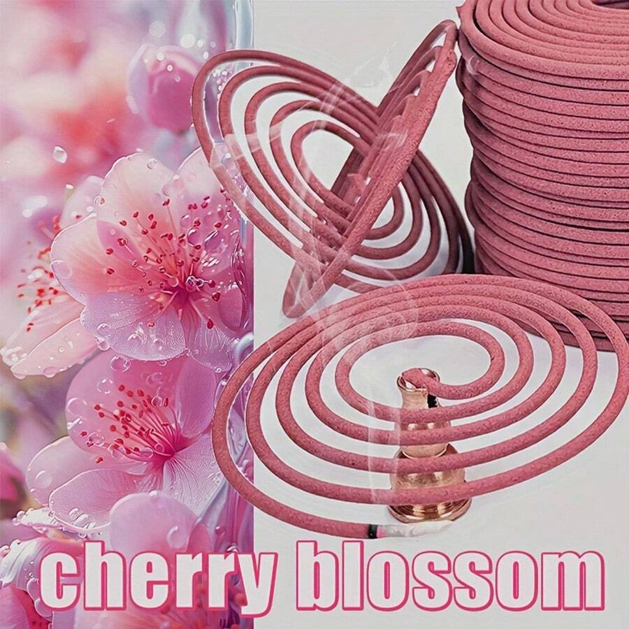 22/50/100 piezas Incienso en espiral con fragancia de Sakura de primera calidad, incienso en espiral con aroma a Sakura, adecuado para meditación, yoga, decoración del hogar, oficina, purificación del aire del hogar, excelente regalo para Acción de Gracias, Pascua y otras festividades