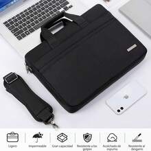 Funda para Laptop 15.6 pulgadas Bolsa para laptop para hombre y mujer Impermeable Portafolio Maletin para laptop Bolsas de Mensajero para Computadora para viajes de negocios,Negro - Negro - Ver 10