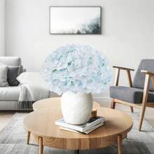 48/60pcs Light Blue Artificial Hydrangea Flowers With Stems, Silk Faux Hydrangea Heads For Coastal Home Decor & Beach DIY Projects - 湖藍色 - 查看 6