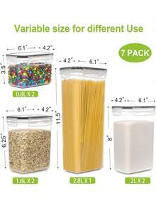 Contenedores Para Cocina Con Tapa Hermética Set De 7 - Transparente - Ver 6