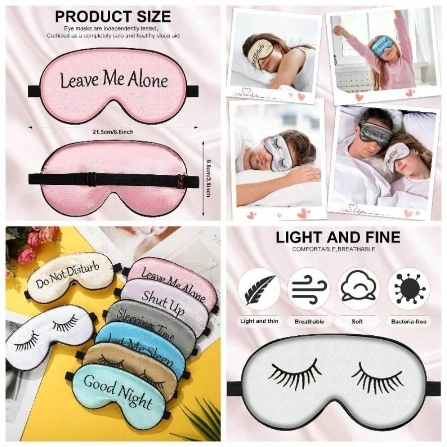 8 Piezas Antifaz para Dormir Antifaz de Seda con Correa Ajustable Venda de Apagn Suave Mascarilla para Dormir para Mujeres Hombres, Viajes, Meditacin Retro Colors - Colores Elegantes. - Ver 1