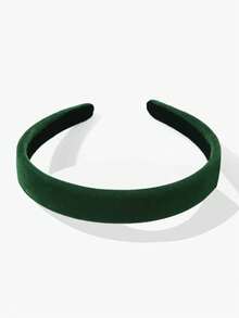 1条2厘米宽绿色天鹅绒海绵发箍，时尚复古高冠发箍，适合日常佩戴，发带发箍，女士发饰头饰 - 綠色 - 查看 5