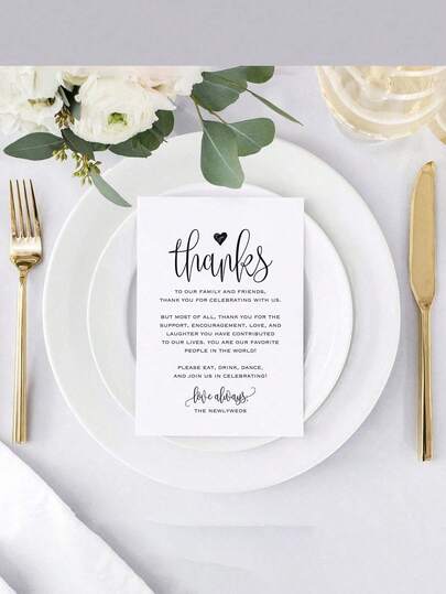 1/10/50pcs Wedding Party Table Thank You Cards, Table Decor, Reception, Bridal Shower Thank You Cards, Postcards, Wedding Ceremony, Party, Celebration Or Special Event Cards, Christmas