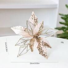 Artificial Mesh Flower Christmas Flower Christmas Tree Decoration, Sequin Velvet Handmade Flower, Gold Powder Christmas Flower Home Decor Christmas Decorations Room Decor