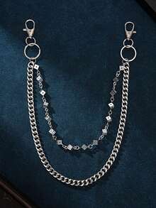 Dice Metal Waist Chain, Lobster Clasp Pendant, Wallet Chain, Retro Chain, Double Layer Chain, Hip Hop Punk, Jeans Chain, Pocket Chain, Men's Keychain, Multi-Element Pants Chain, National Punk Hip Hop Unisex Pants Chain - Multicolor - View 2