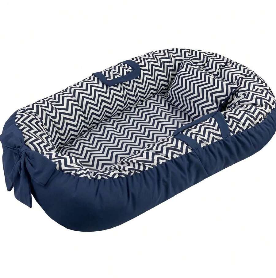 Crib Reducer Nest Cover Without Filling Printed Colors - Navy Stripes - View 1