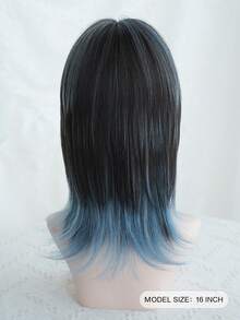 NAMM 16-Inch Premium Highlight Bule Wolf Cut Short Wig For Women Natural Looking Fluffy Very Soft Synthetic Heat Resistant Fiber Hair, Full Machine Beautiful Curly Wig For Girls Daily,Halloween Wig, Music Festival Party Street Wear, Cosplay Anime Or Costume Use(Natural Layered Texture & Lightweight) - Làm nổi bật màu xanh - Xem 3