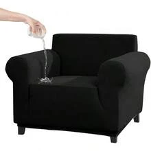 Funda para Sofá, Cubierta para Sofa 1 Plazas, Asiento de 70 "De Ancho, Protectores para Sala de Material Poliéster, Repelente al Agua, Suave con Elasticidad, Lavable en la Lavadora(Gris) - Negro - Ver 2