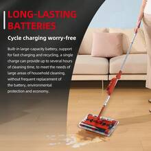Cordless Vacuum Cleaner Foldable Sweeping Machine Household 360° Portable 45in Floor Sweeper Rechargeable Floor And Carpet Sweeper Vacuum Cleaner 45" - Rose Red - View 9