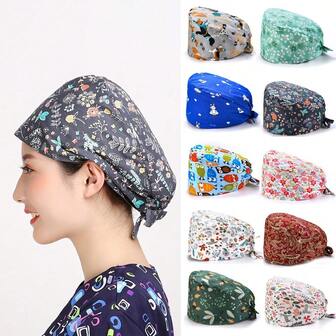 Men Women Surgical Scrub Cap Printing Scrub Surgical Surgery Kitchen Hat