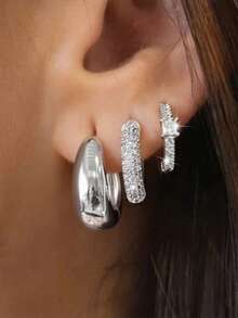 Bộ 6 khuyên tai đính đá Cubic Zirconia thời trang & tinh tế dành cho nữ, thích hợp cho kỳ nghỉ, hẹn hò, tiệc tùng, phối đồ hàng ngày (Không có hộp) - phong cách 1 - Xem 17