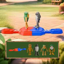 Tralala TungTung Sahur: Juego de batalla de la serie Montaña y Mar Míticos, incluye una plataforma de competencia y cuatro figuras de acción, juego de mesa, juegos interactivos para reuniones con amigos, diseñado para que 2 o 4 jugadores se enfrenten, con el último jugador de pie en el escenario reclamando la victoria, regalo de cumpleaños, Navidad