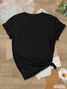 تي شيرت نسائي مخصص للمقاسات الكبيرة - تيشيرتات رقبة دائرية ناعمة مطاطية مع طباعة رقمية، قابلة للغسل في الغسالة، راحة طوال الموسم لزي العمل، تطابق الأزواج والهدايا المخصصة، تيشيرتات متطابقة للأزواج | طراز رياضي حديث | مادة غير شفافة، تي شيرت مخصص - الأسود - مشاهدة 6