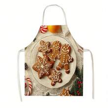 1 peça de Papai Noel de Natal, Sino de Natal, Floco de Neve de Natal, Rena de Natal, Árvore de Natal, Boneco de Neve, Pinguim de Natal, Avental de Linho, Tamanho Grande, Alça Macia, Decoração de Natal, Artigos para Festas, Cozinha Doméstica, Avental de Proteção para Limpeza Doméstica - Multicolorido - Ver 11