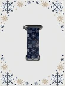 1pc Navy Blue Snowflake Soft Elastic Breathable Wristband Replacement Watch Band Compatible With Samsung, Garmin, Honor Smartwatches, 38mm 40mm 41mm 45mm 44mm 42mm 46mm 49mm, Fashionable Casual Multi-Color Silicone Watch Band Compatible With Apple Watch Ultra SE/11/10/9/8/7/6/5/4/3/2/1 - Multicolor - View 3