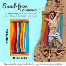 1 pezzo Asciugamano da spiaggia extra large e extra morbido per adulti - Asciugatura rapida, super assorbente, leggero, con strisce colorate - Ideale per viaggi e nuoto