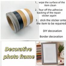 1 卷装饰边框贴纸，0.787 英寸 x 393.7 英寸自粘式边缘装饰贴纸，可剥离和木纹踢脚线，自粘，可移除，防刮擦 DIY 家居升级，适用于橱柜、架子、家具、台面、墙纸边框 - 彩色 - 查看 6