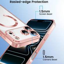 Hadaasi 1 pieza Funda de carga inalámbrica magnética electrochapada transparente compatible con iPhone 17 Pro/17 Pro Max/17 Air/17/16 Pro/16 Pro Max/16 Plus/16/16E/SE4/15 Pro/15 Pro Max/15 Plus/15/14 Pro/14 Pro Max/14 Plus/14/13 Pro/13 Pro Max/13/12 Pro/12 Pro Max/12/11 Pro Max/11/11 Pro