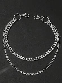 1pc Minimalist Pants Chain, Men's Wallet Chain, Silver Pants Chain, Aluminum Pocket Key Chain With Lobster Clasps At Both Ends, Unisex Accessory - Multicolor - View 5