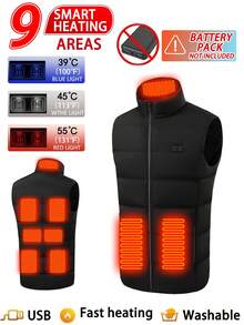 Veste chauffante casual pour hommes de couleur unie avec chauffage à double zone, vêtement d'extérieur chaud pour l'hiver