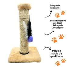 Cat Scratching Post With Exclusive Sisal Toy - 米色 - 查看 5