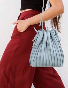 Bolsa de hombro Luu Diseño moderno con textura plisada de alta calidad - verde menta - Ver 9