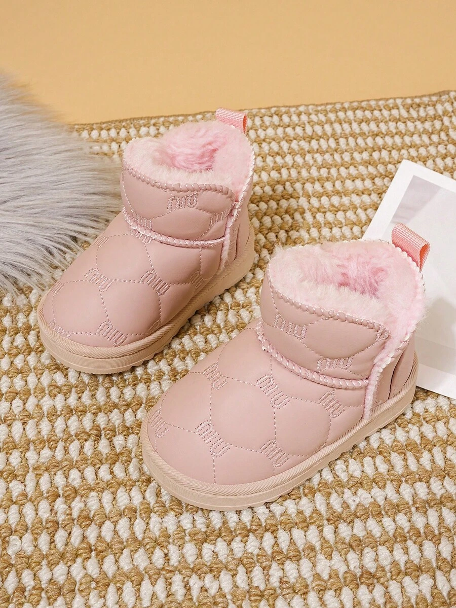 1 双幼儿/婴儿舒适保暖内衬平底雪地靴,适合雪天、户外活动、秋冬季 - 粉色 - 查看 1