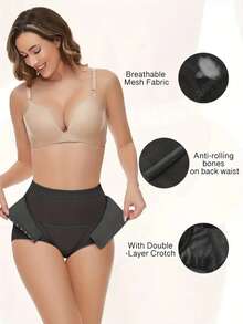 JUQDNX Mesh Stitching Shaping Panties, Tummy Control Compression Panties To Butt Lift & Shape Buttocks, Women's Underwear & Shapewear