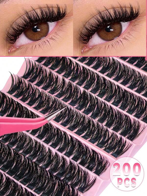 FQBFQB 200 piezas Racimos de pestañas individuales con rizo D de 8-16 mm Kit de extensión de pestañas individuales 30D 40D 80D naturales y suaves reutilizables Pestañas postizas adecuadas para uso doméstico y diario, perfectas para bodas, citas, fiestas, viajes, regalos de cumpleaños, regalos del Día de San Valentín y regalos de Navidad, Racimos de pestañas, Pestañas individuales, Pestañas, Pestañas postizas