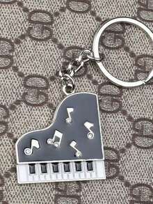 1 pieza Llavero de metal personalizado con texto personalizado, accesorio de llavero unisex con elemento de piano, cristal de imitación, el mejor regalo para amantes de la música, familia, amigos, parejas