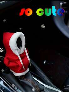 1pc Festive Christmas Santa Claus Hoodie Car Gear Shift Knob Cover, Polyester Fiber Dustproof Gaiter, Unique Stylish Auto Interior Accessory, Universal Fit For Various Vehicles Christmas Decorations Winter Room Decor Christmas Decorations Home Christmas Gifts Christmas Decor