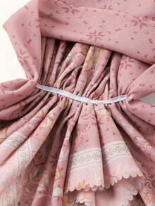 1pc Women's Romantic Floral Print Headscarf, Delicate Lace Trim, Soft And Elegant, Fashionable Hijab Accessory